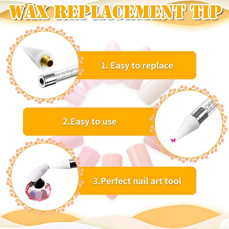 16Pieces Nail Rhinestones Picker Replacement Head Tips Tips For Nail Doting Pen To Pick Nail Gem Jewelry,Replacement Head