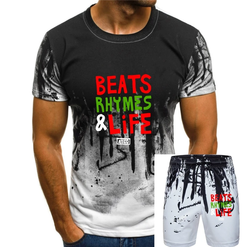 Стиль дизайна Новая мода Мужские футболки с коротким рукавом Племя под названием Квест Хип-хоп Рэп Родные языки Хлопок Футболка 018924