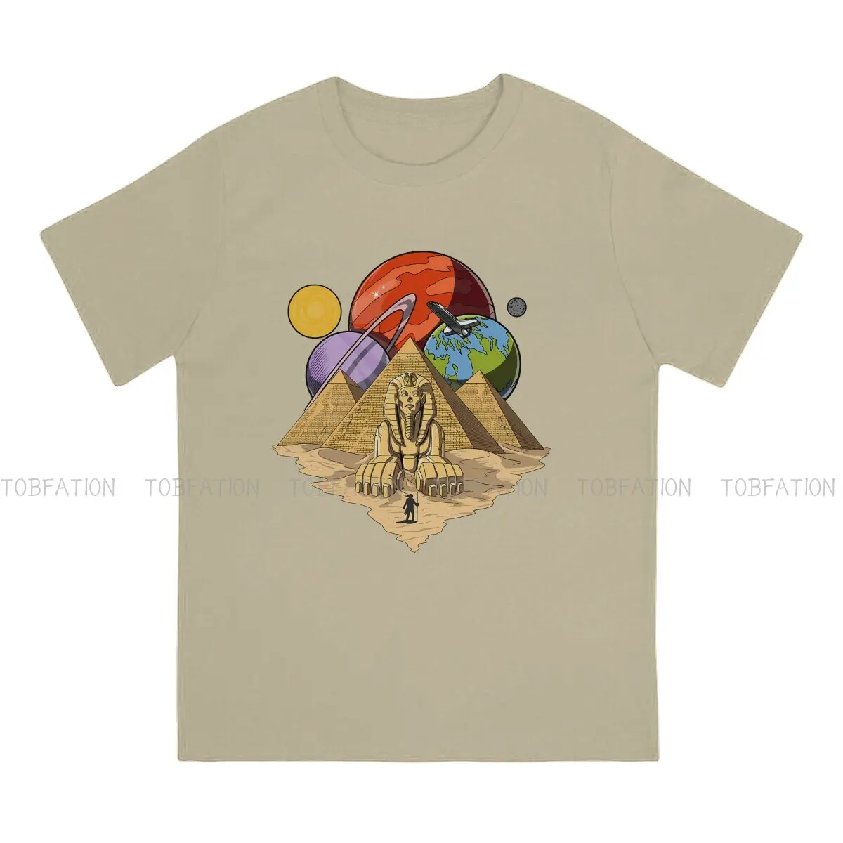 Египетские пирамиды Сакральная геометрия Классический круглый воротник TShirt God Pure Cotton Оригинальная футболка Мужская мода