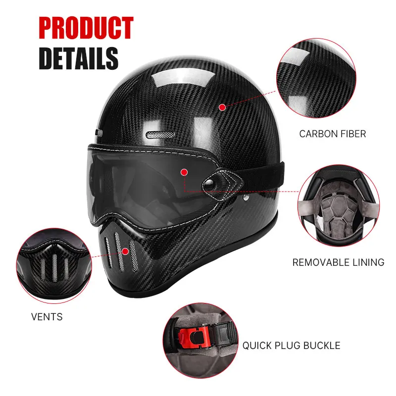 Полнолицевой шлем для мужчин Одобрено DOT TT & CO 3K Carbon Fiber Мотоциклетные шлемы Велоспорт Мотоцикл Велосипед Защитная крышка Бесплатная доставка