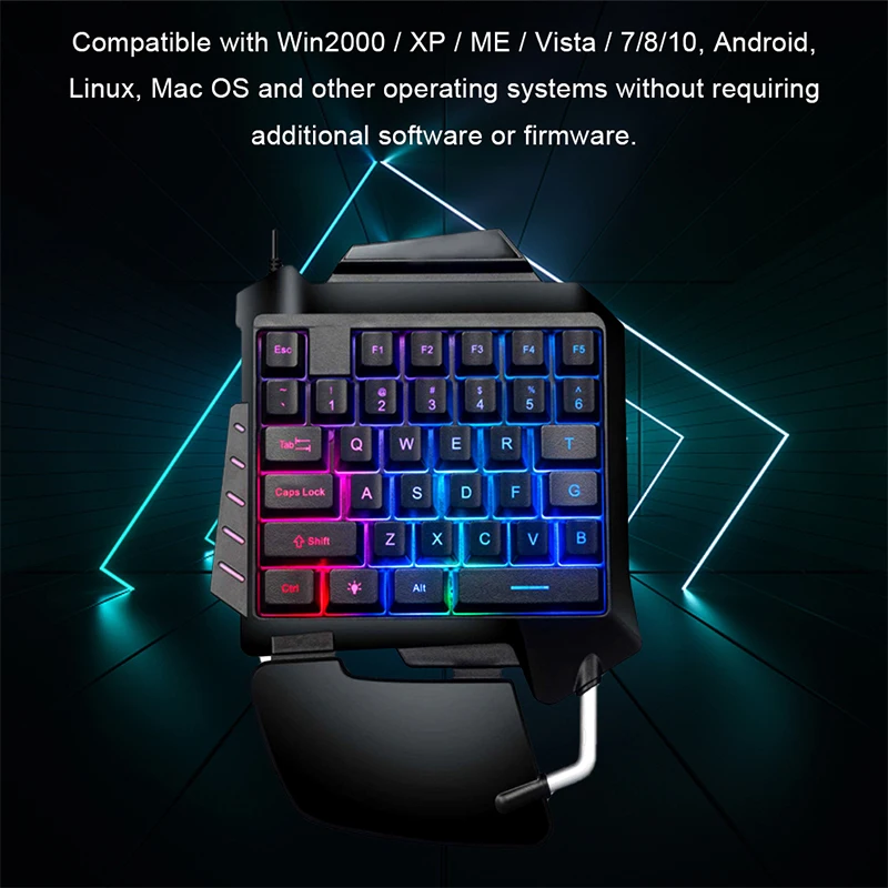 Портативная мини-игровая клавиатура для игры одной рукой с RGB-подсветкой