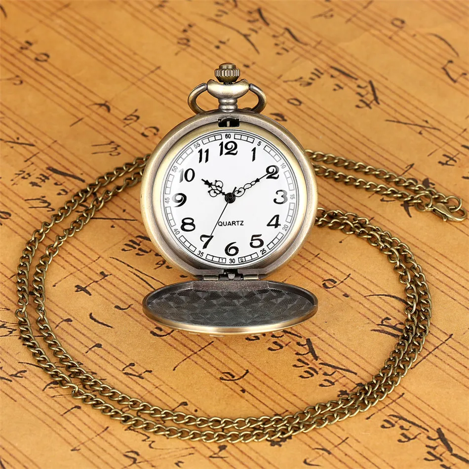 Антикварные бронзовые сельскохозяйственные транспортные средства дизайн кварцевые карманные часы ретро арабские цифры дисплей свитер ожерелье кулон часы
