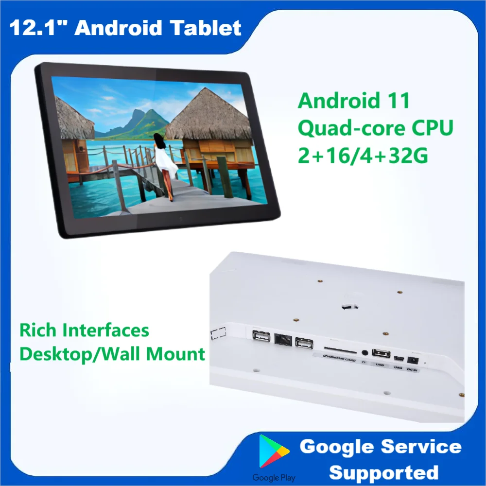 Настенное крепление и настольный 12,1-дюймовый экран Android 11 Планшет с кронштейном 4G + 32G Фоторамка POE Монитор Умный дом ТВ Контроллер