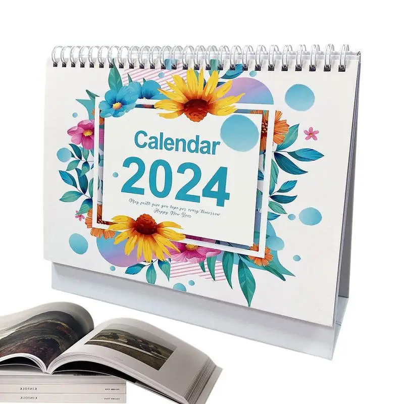 Настольный календарь на 2024-2025 гг. Английский календарь на 2024 год Настольный календарь Переворачивающийся календарь для стола Стабильный календарь с металлической катушкой на 2024 год