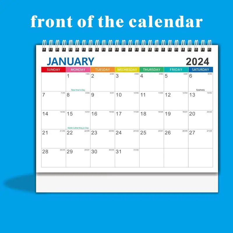 Настольный календарь на 2024-2025 гг. Английский календарь на 2024 год Настольный календарь Переворачивающийся календарь для стола Стабильный календарь с металлической катушкой на 2024 год