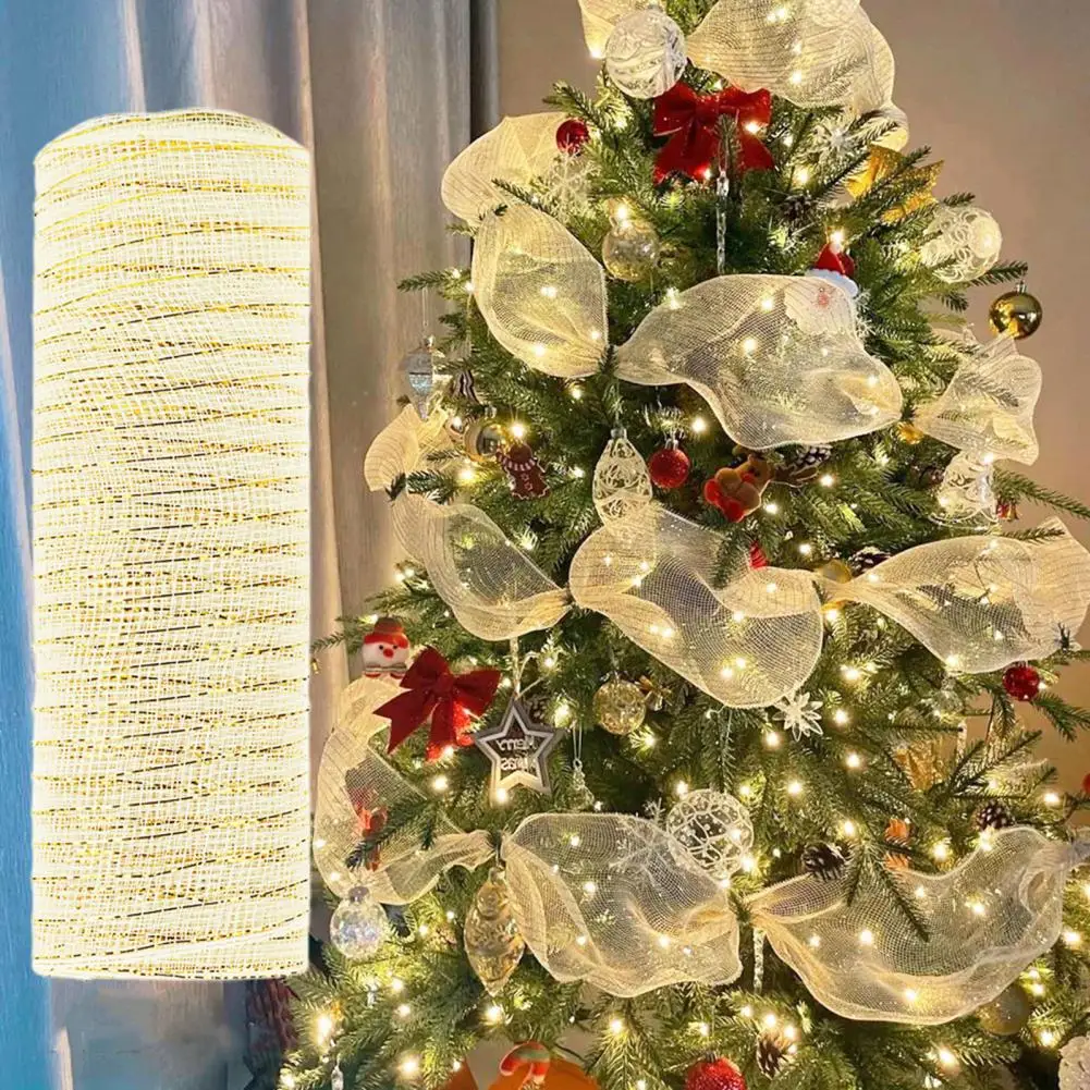1 рулон 10 ярдов рождественская лента с пайетками рождественская елка гирлянда DIY сетчатая лента декоративная многоразовая рождественская лента домашний декор для помещений