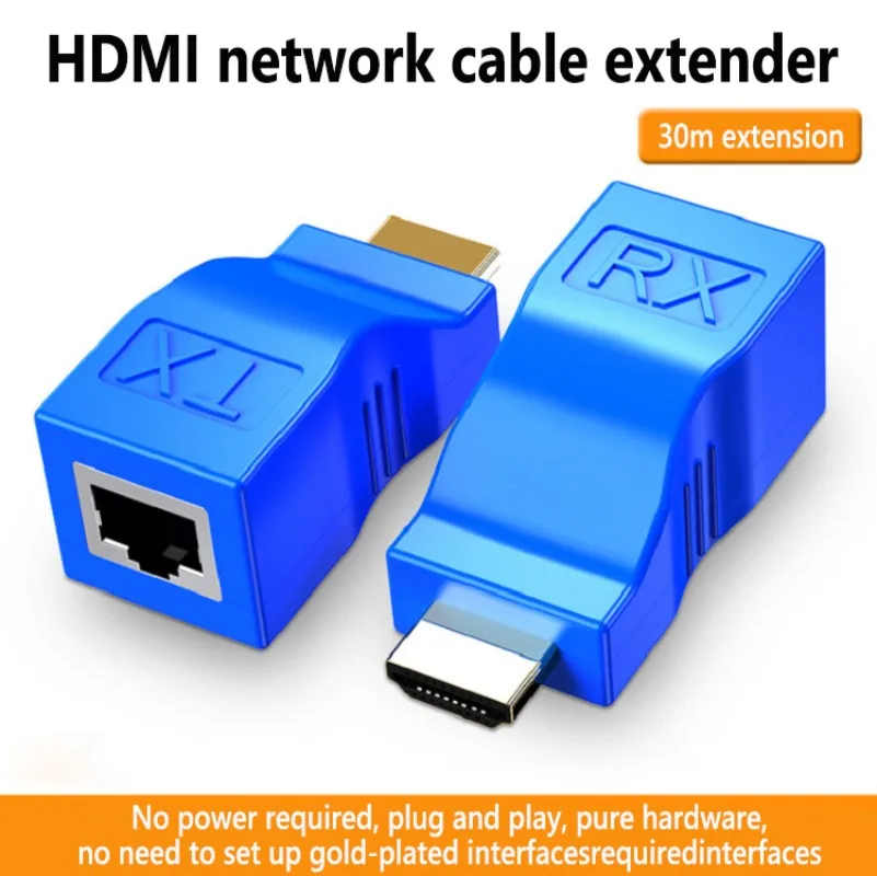 HDMI-совместимый удлинитель 1080P RJ45 Порты LAN Сеть HD 30 м через CAT5e/6 UTP LAN Ethernet кабель для монитора HDTV