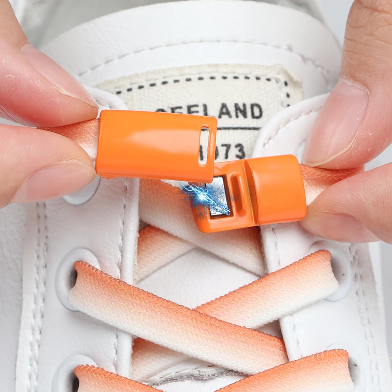  градиентные эластичные шнурки для кроссовок плоские шнурки без завязок красочная металлическая магнитная пряжка детская взрослая спортивная обувь аксессуар