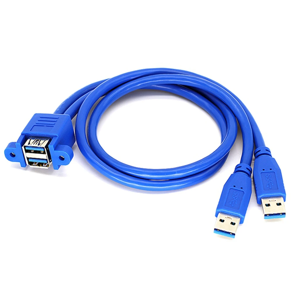 Двухпортовый удлинитель USB 3.0 «папа-мама» с отверстиями для винтов на нижнем слое, 2-портовый кабель для передачи данных можно закрепить на расстоянии 0,3 м,
