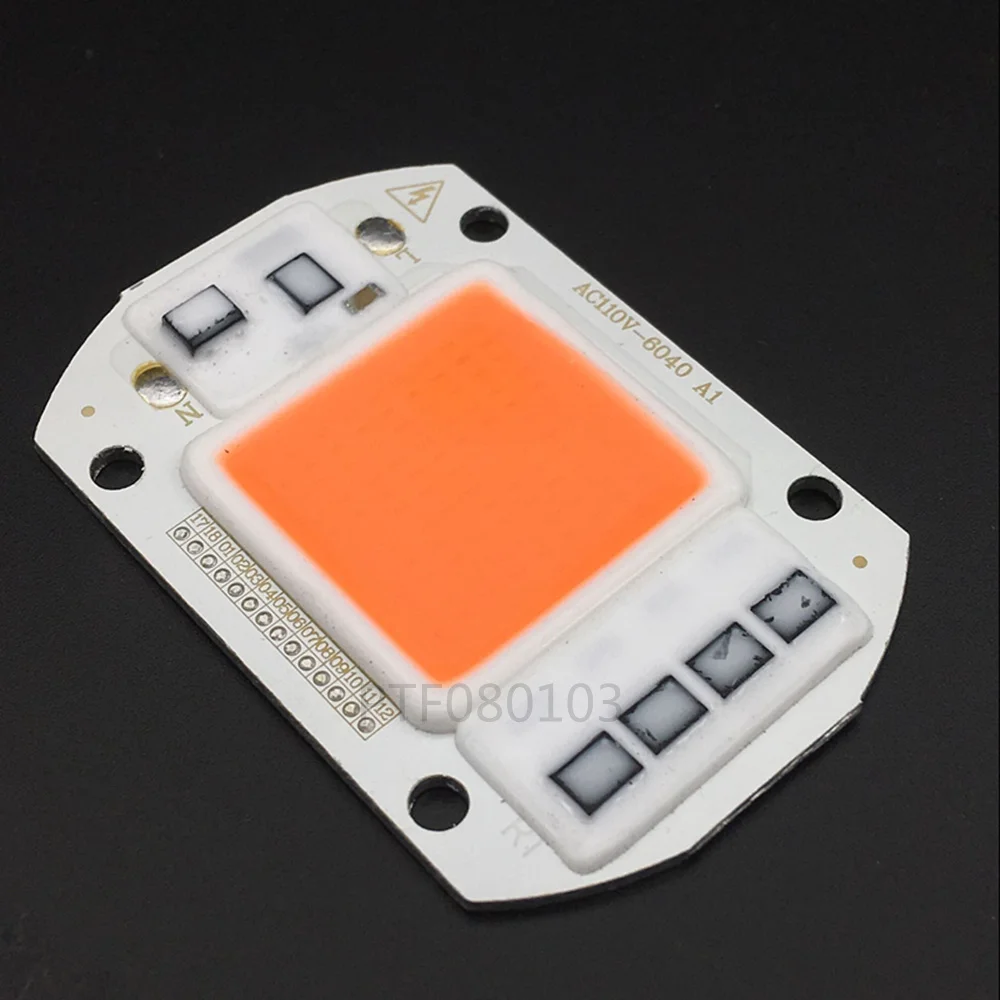 50 Вт 380 НМ-840 НМ Светодиодный чип COB полного спектра, интегрированный интеллектуальный драйвер ИС 220 В чип