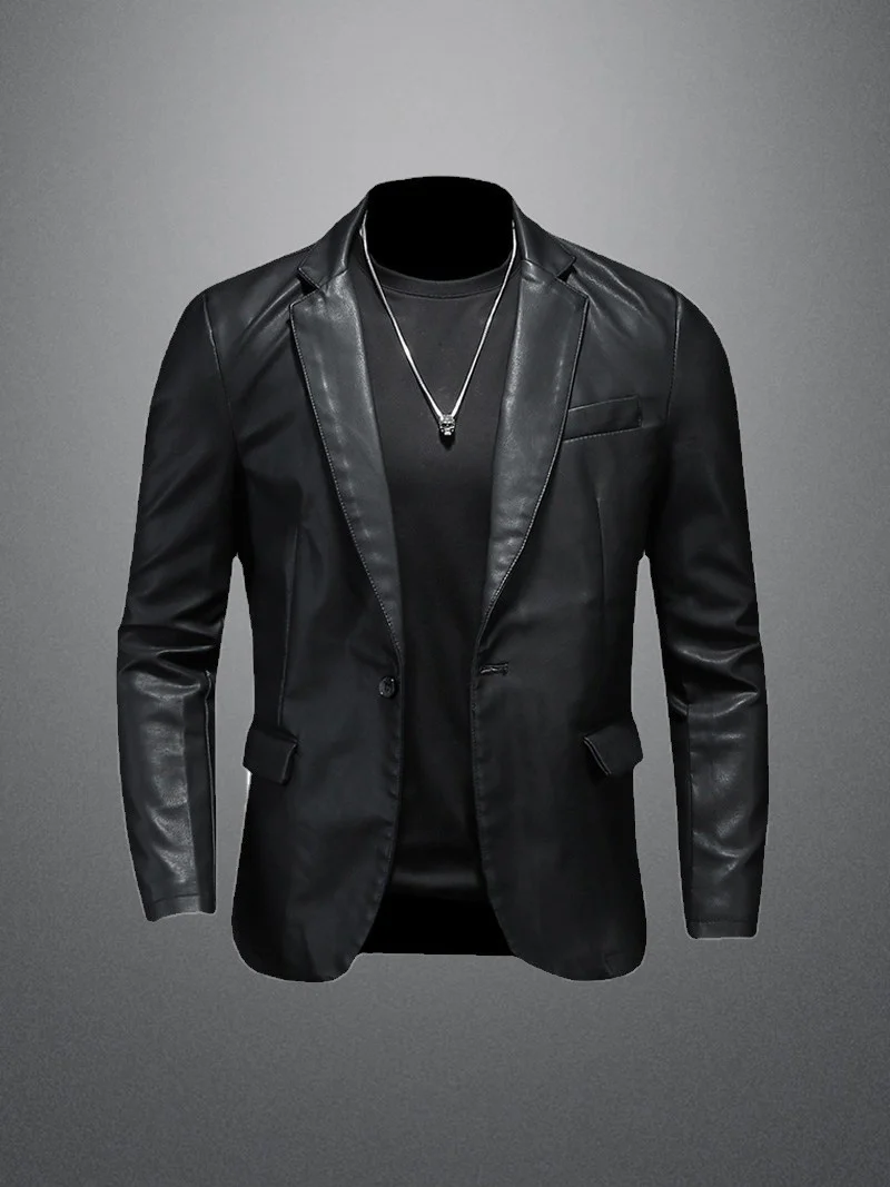 2023 весна новый стиль мужские куртки PU искусственная кожа утолщение куртка осень мужские приталенные модные пальто полный размер M-5XL JK161