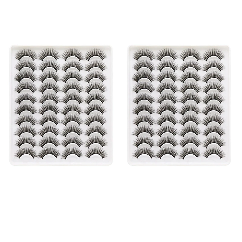 80 пар 3D Ресницы из химического волокна Натуральные накладные ресницы Драматический объем Накладные ресницы Макияж Наращивание ресниц