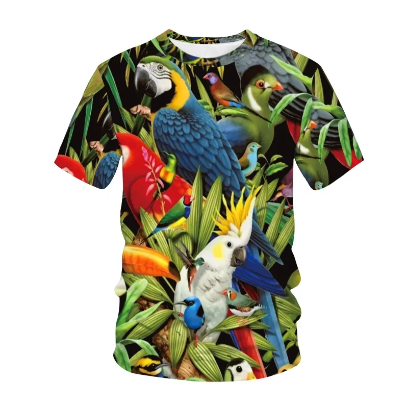 Новая мужская летняя 3D-печатная модель попугая с изображением животного, модная повседневная свободная спортивная одежда уличного размера, топ с короткими рукавами