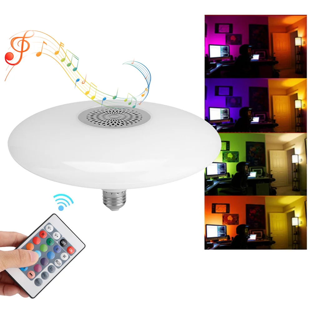 RGB Музыкальный потолочный светильник Светодиодный линзовый модуль с динамиком Пульт дистанционного управления приложением Bluetooth 9 Вт x 2 18 Вт 36 Вт 60 Вт 72 Вт 90 Вт Двухцветные светильники CCT