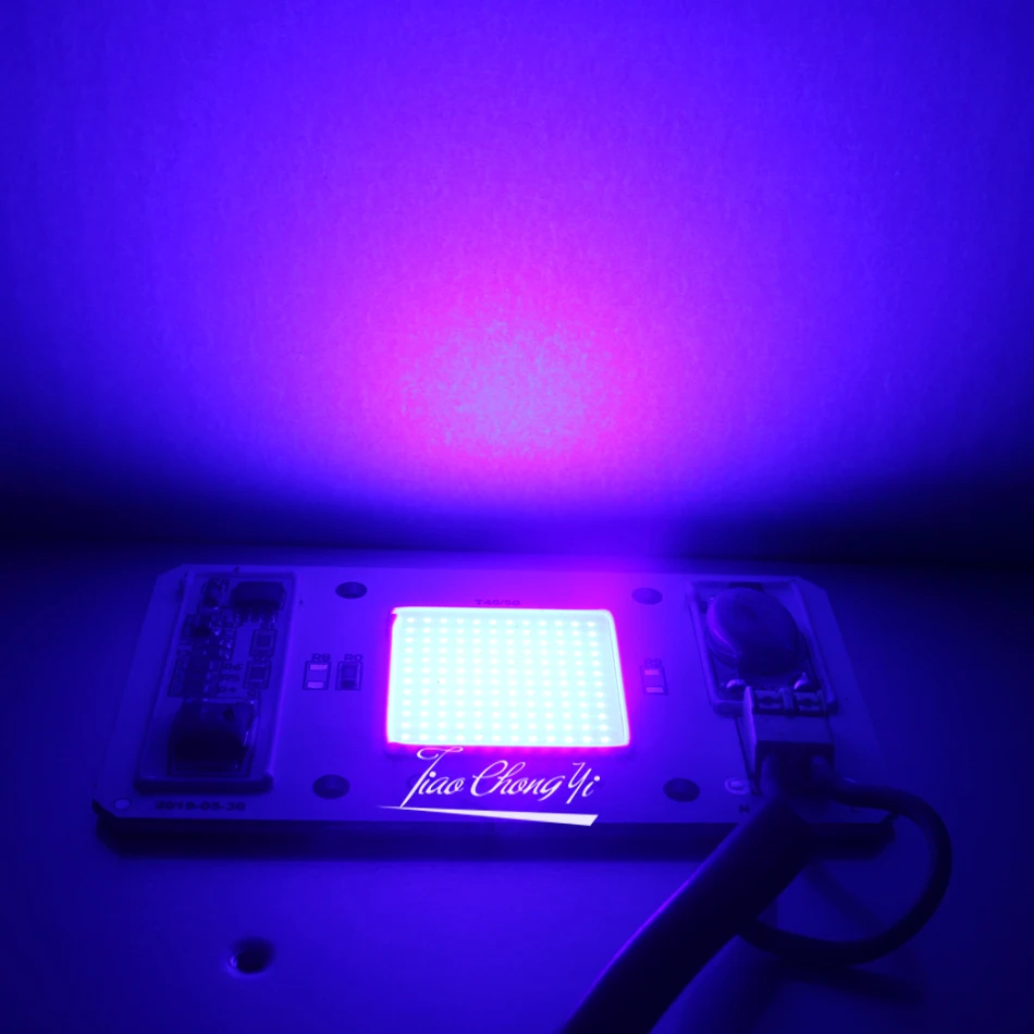 50 Вт Светодиодный COB УФ-лампа Чип Smart IC 110 В / 220 В 395 нм 400 нм DOB AC Ультрафиолетовый + радиатор + 12 В 1,25 А Мощность светодиода