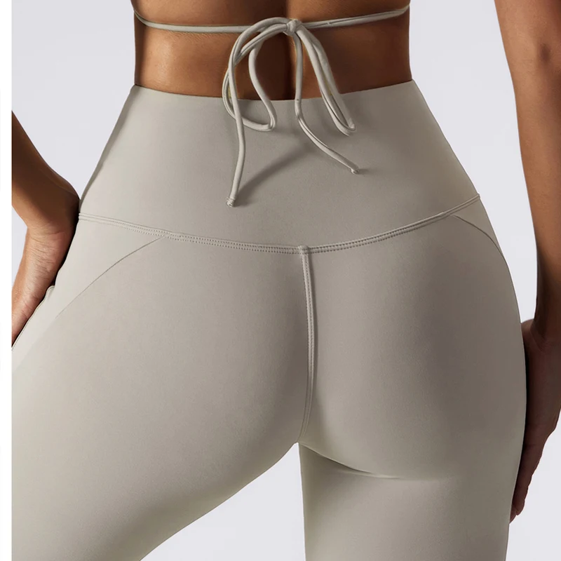 Штаны для йоги Голые широкие штанины для йоги Подтяжка бедер Высокая талия Спортивные брюки для фитнеса Танцы Повседневные расклешенные брюки