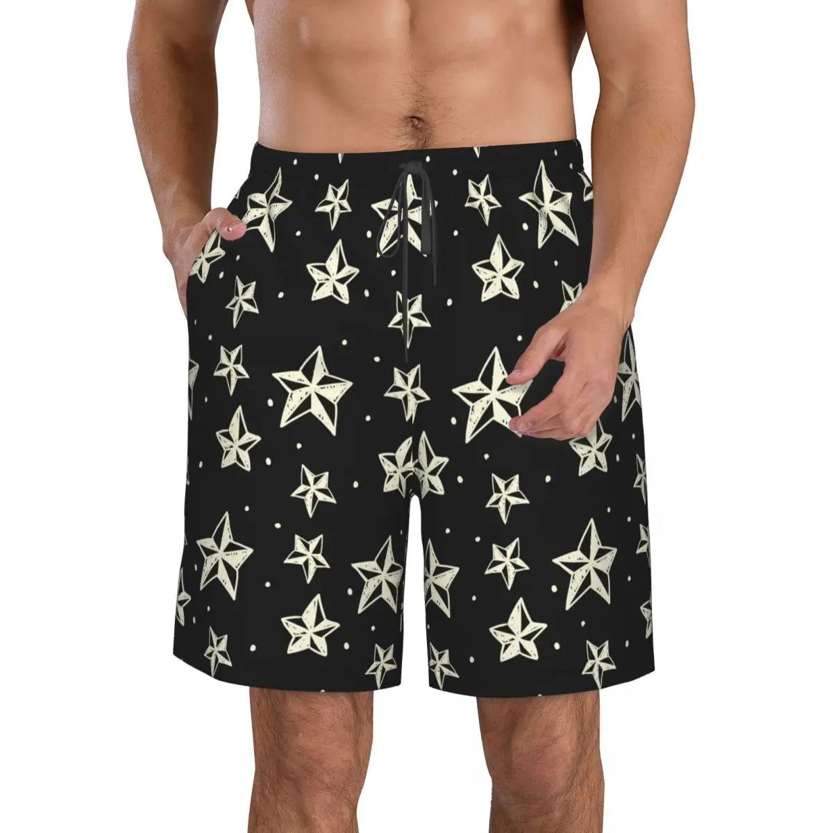 Купальники Мужские плавательные шорты Пляжные плавки для мужчин Геометрические звезды Купальник Доска для серфинга Купальный костюм