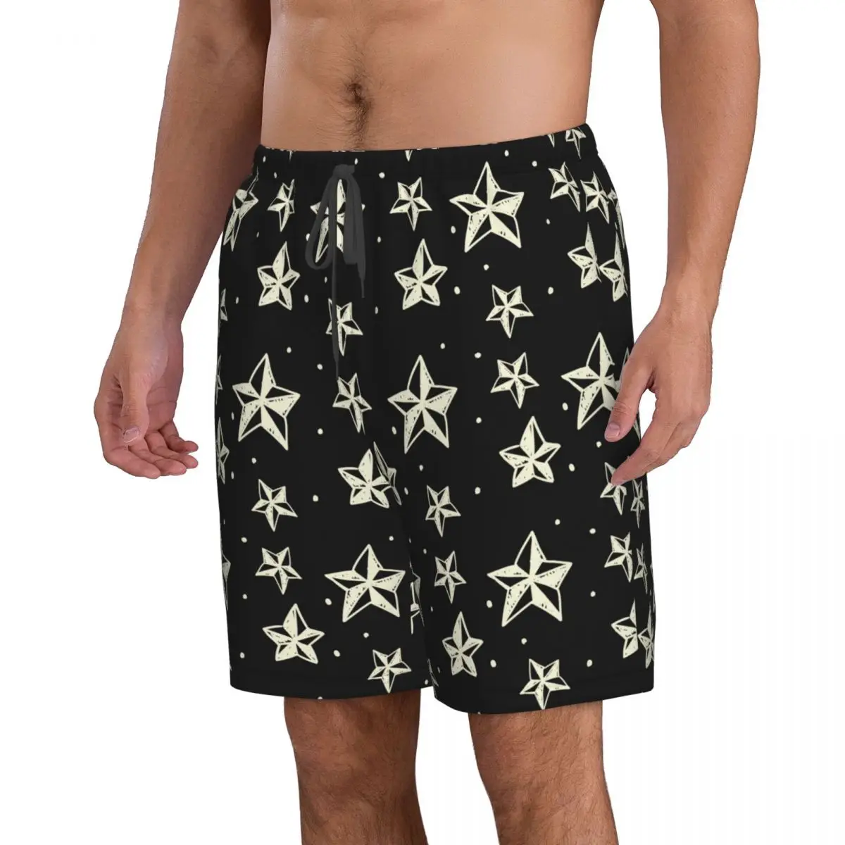 Купальники Мужские плавательные шорты Пляжные плавки для мужчин Геометрические звезды Купальник Доска для серфинга Купальный костюм